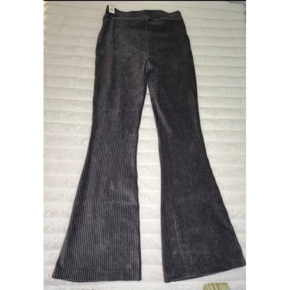 Aerie NWT Womens Charcoal Gray Ribbed Flare Pants High Rise Bell Bottoms 0006
